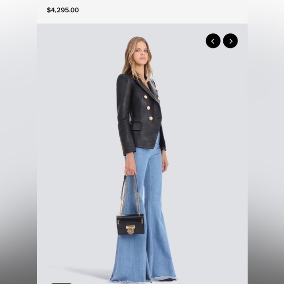 Double-breasted leather blazer - Picture 3 of 15